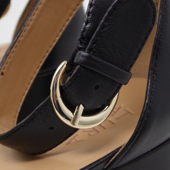 NEW Naturalizer Pearlyn Black Leather Platform Ankle Strap Block Heels 9W - Picture 4 of 8